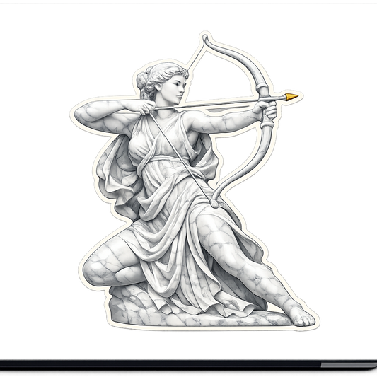 Classical Statue-Inspired Goddess Archer Sticker Decal Vinyl Laptop Car Window Bumper AUTO Water Bottle Helmets Waterproof Mythology