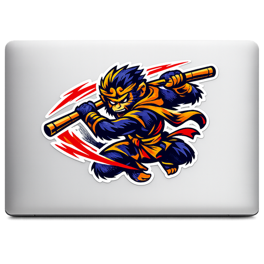 Cartoon Monkey Warrior Sticker Decal Vinyl Laptop Car Window Bumper AUTO Water Bottle Helmets Waterproof Illustration