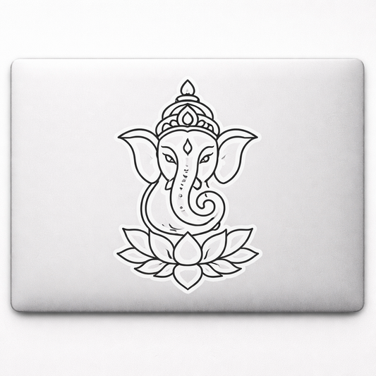 Minimalist Ganesha Lotus Sticker Decal Vinyl Laptop Car Window Bumper AUTO Water Bottle Helmets Waterproof Vector