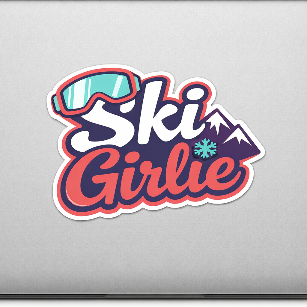 Ski Girlie Sticker Decal Vinyl Laptop Car Window Bumper AUTO Water Bottle Helmets Waterproof Feminine