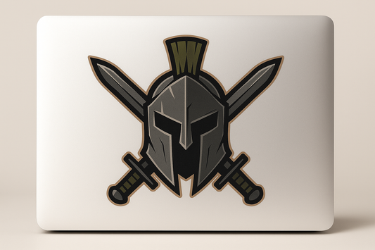 Spartan Helmet Crossed Swords Sticker Decal Vinyl Laptop Car Window Bumper AUTO Bottle Water Bottle Helmets Waterproof