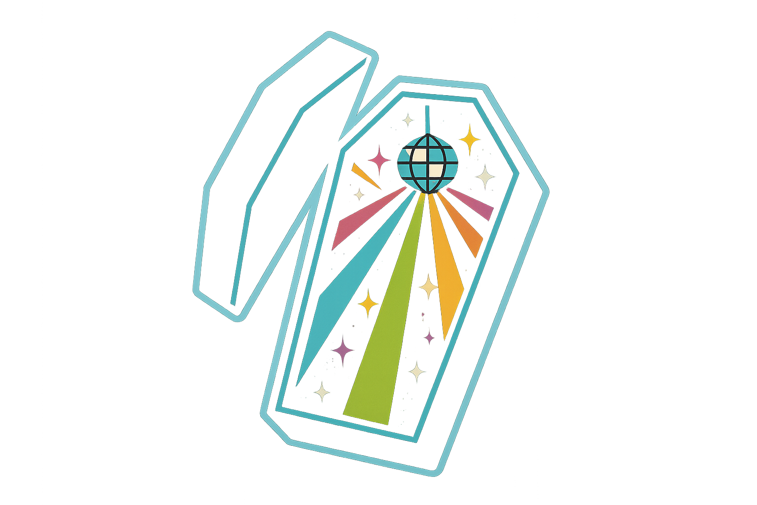 Disco Coffin Sticker Decal Vinyl Laptop Car Window Bumper AUTO Bottle Water Bottle Helmets Waterproof