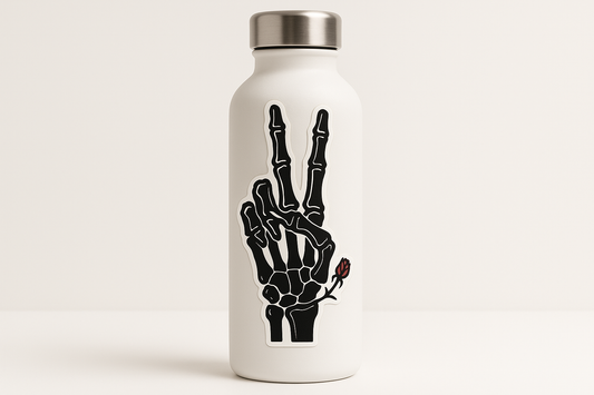 Skeleton Hand Peace Sign Sticker Decal Vinyl Laptop Car Window Bumper AUTO Water Bottle Helmets Waterproof