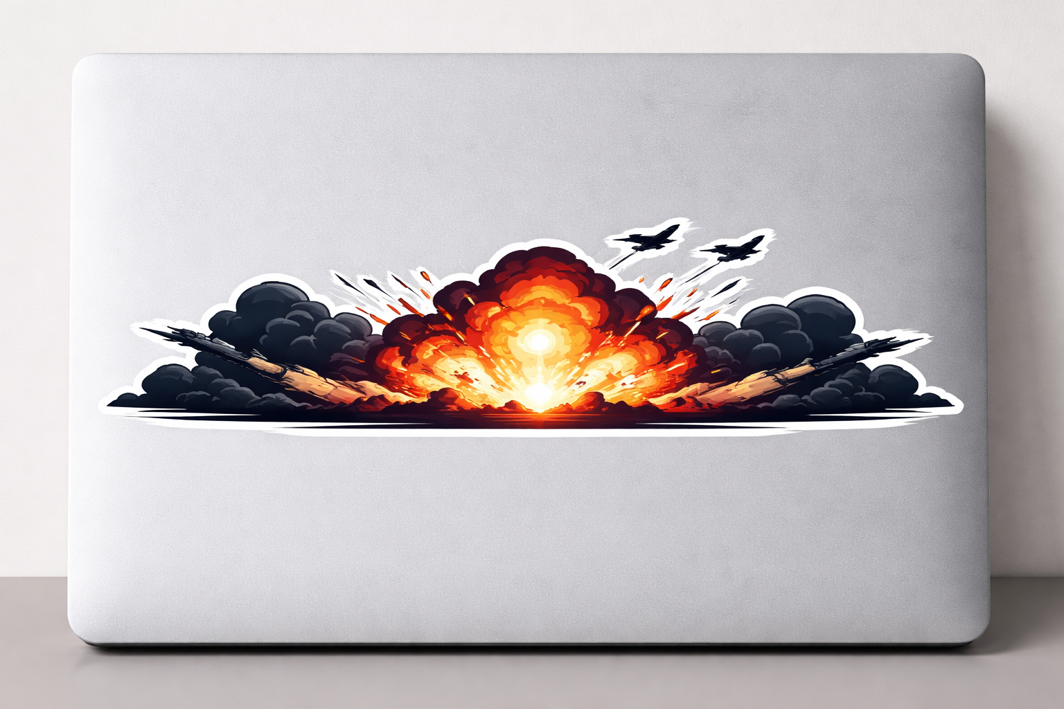 Airstrike Scene Sticker Decal Vinyl Laptop Car Window Bumper AUTO Truck Water Bottle Helmets Waterproof Blast Explosion