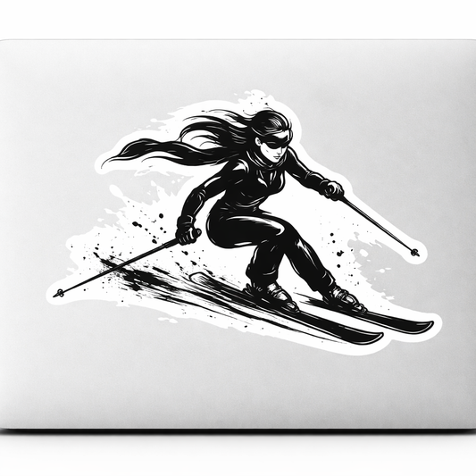 Ski Girlie Sticker Decal Vinyl Laptop Car Window Bumper AUTO Water Bottle Helmets Waterproof Black Ink