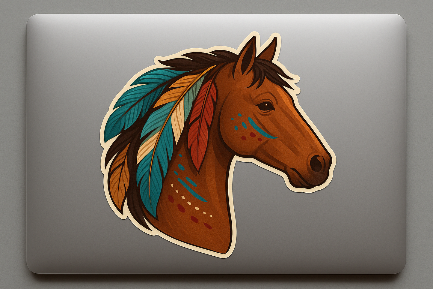 Native Horse USA Sticker Decal Vinyl Laptop Car Window Bumper AUTO Water Bottle Helmets Waterproof Feathered Paint Marks