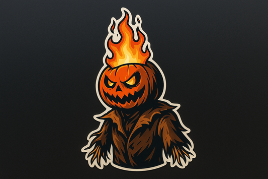 Creepy Scarecrow Burning Pumpkin Head Sticker Decal Vinyl Laptop Car Window Bumper AUTO Water Bottle Helmets Waterproof