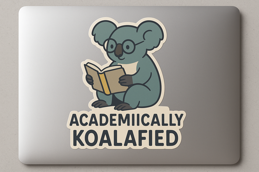 Koala Australia Sticker Decal Vinyl Laptop Car Window Bumper AUTO Water Bottle Helmets Waterproof Book Reading Academically Koalafied