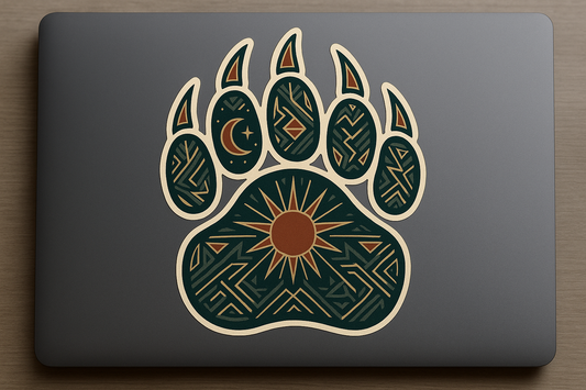 Tribal Bear Paw Sticker Decal Vinyl Laptop Car Window Bumper AUTO Water Bottle Helmets Waterproof Sun Moon Symbols