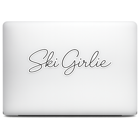 Ski Girlie USA Sticker Decal Vinyl Laptop Car Window Bumper AUTO Water Bottle Helmets Waterproof Black Outline Art