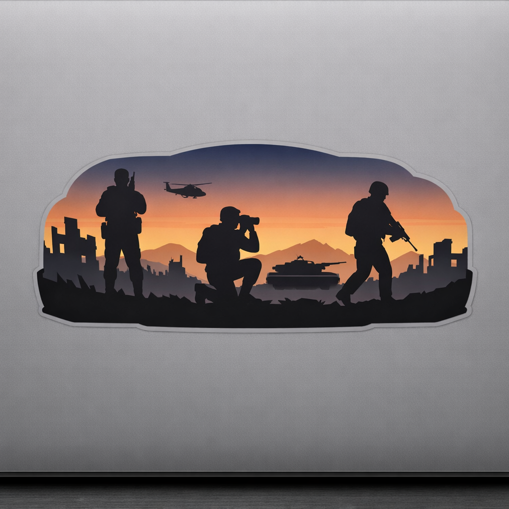 Modern Battlefield Skyline Sticker Decal Vinyl Laptop Car Window Bumper AUTO Water Bottle Helmets Waterproof Soldiers