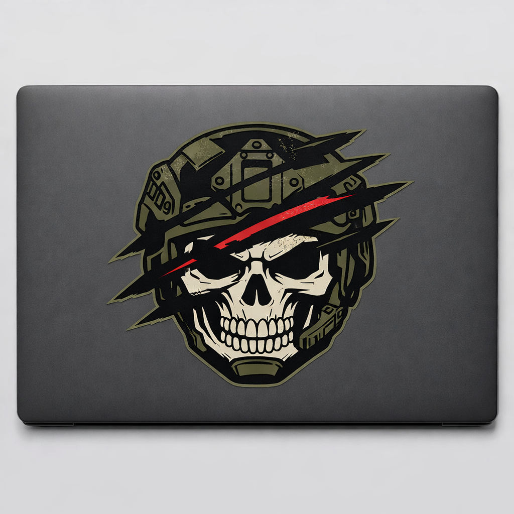 Skull Tactical Helmet Sticker Decal Vinyl Laptop Car Window Bumper AUTO Water Bottle Helmets Waterproof Stripes