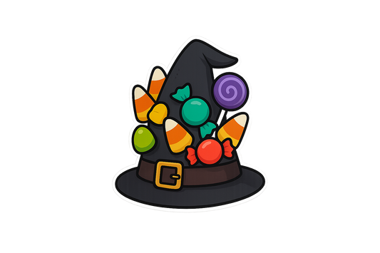 Witch Black Hat Sticker Decal Vinyl Laptop Car Window Bumper AUTO Water Bottle Helmets Waterproof Halloween Candy Spooky