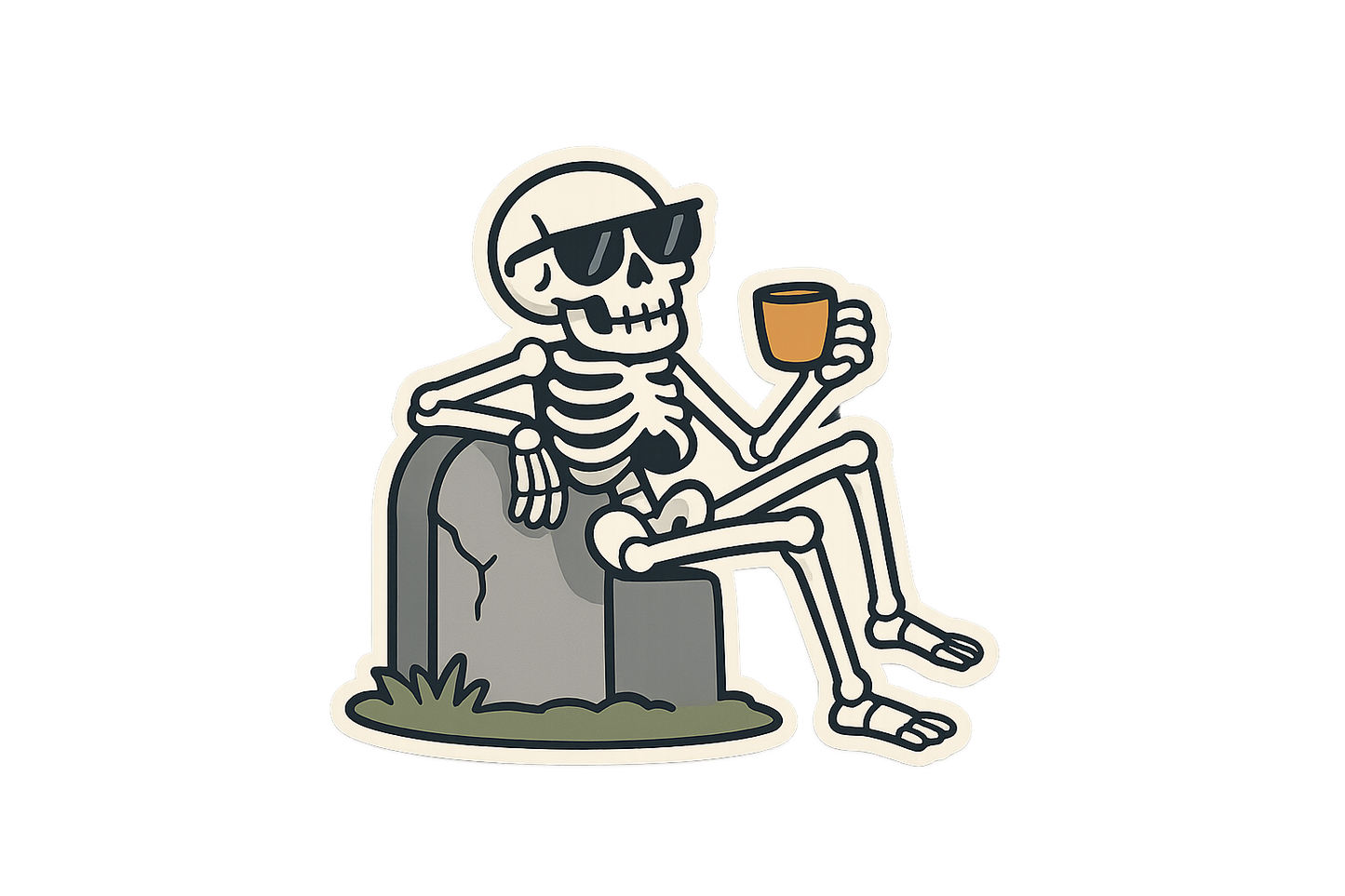 Skeleton Humorous Sticker Decal Vinyl Laptop Car Window Bumper AUTO Water Bottle Helmets Waterproof Halloween Tombstone