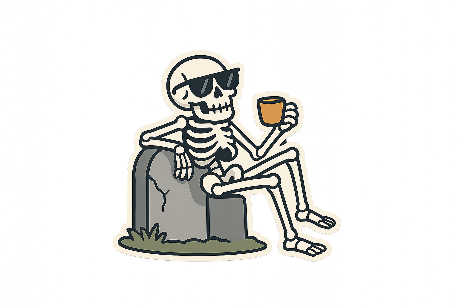 Skeleton Humorous Sticker Decal Vinyl Laptop Car Window Bumper AUTO Water Bottle Helmets Waterproof Halloween Tombstone