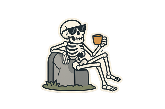 Skeleton Humorous Sticker Decal Vinyl Laptop Car Window Bumper AUTO Water Bottle Helmets Waterproof Halloween Tombstone