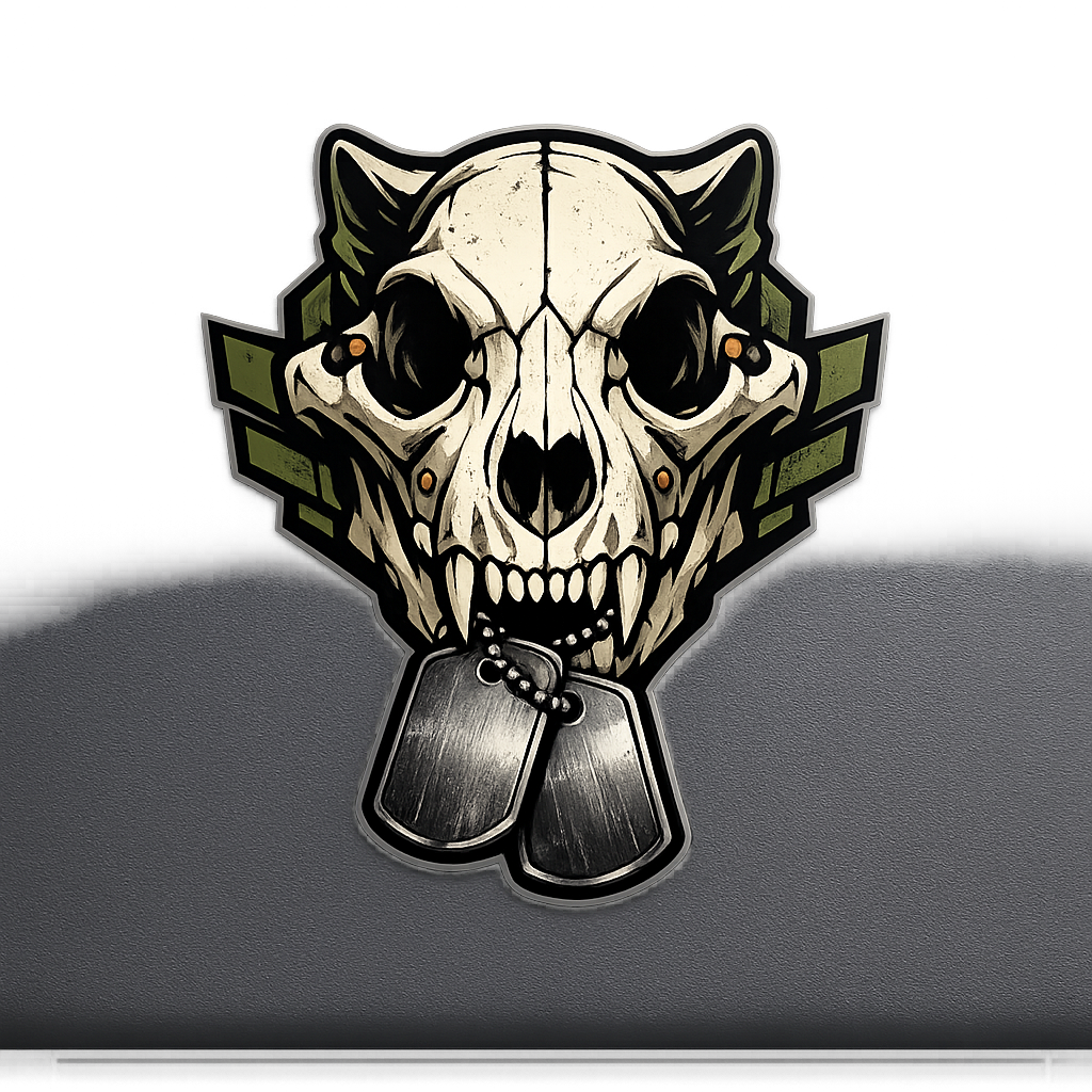 Wolf Skull Military Tags Sticker Decal Vinyl Laptop Car Window Bumper AUTO Water Bottle Helmets Waterproof