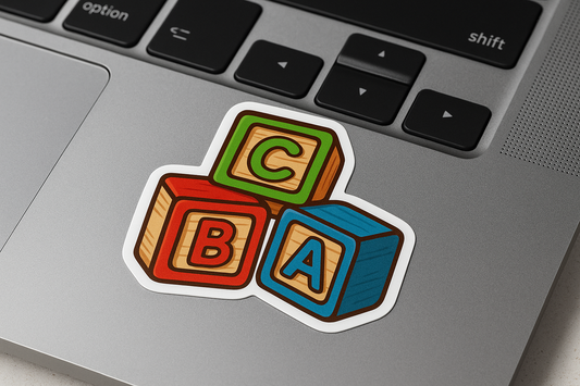 Alphabet Blocks Sticker Decal Vinyl Laptop Car Window Bumper AUTO Water Bottle Helmets Waterproof Education