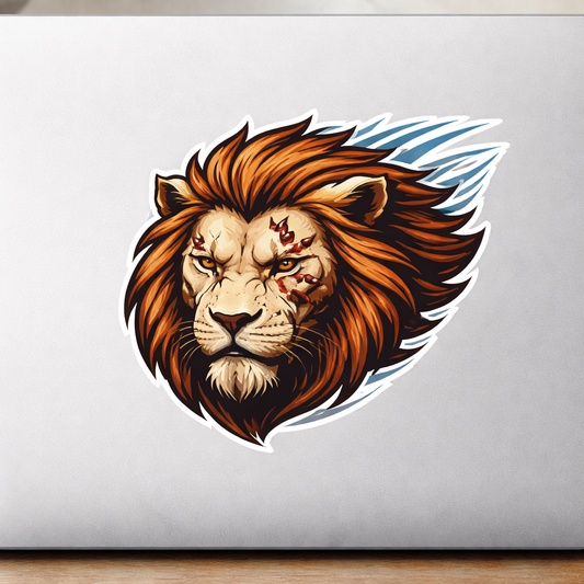 Lion Head Sticker Decal Vinyl Laptop Car Window Bumper AUTO Bottle Water Bottle Helmets Waterproof Combat Scars Speed Lines