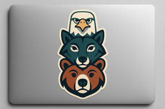 Totem Pole Bear Eagle Wolf Sticker Decal Vinyl Laptop Car Window Bumper Truck AUTO Bottle Water Bottle Helmets Waterproof