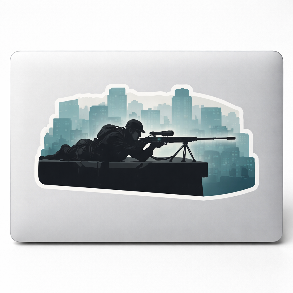 Sniper Silhouette Sticker Decal Vinyl Laptop Car Window Bumper AUTO Water Bottle Helmets Waterproof Urban Warfare