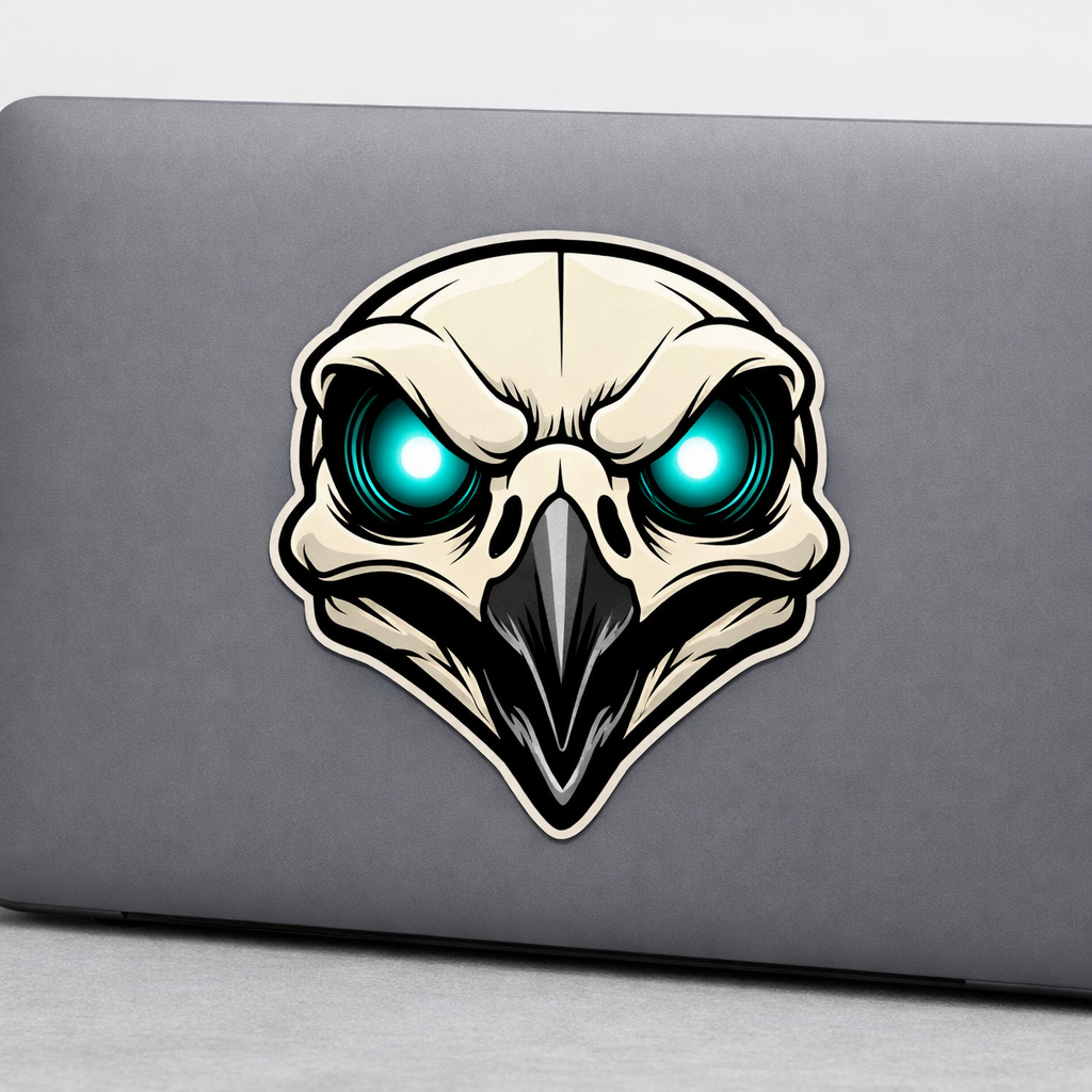 Eagle Skull Sticker Decal Vinyl Laptop Car Window Bumper AUTO Water Bottle Helmets Waterproof Glowing Eyes