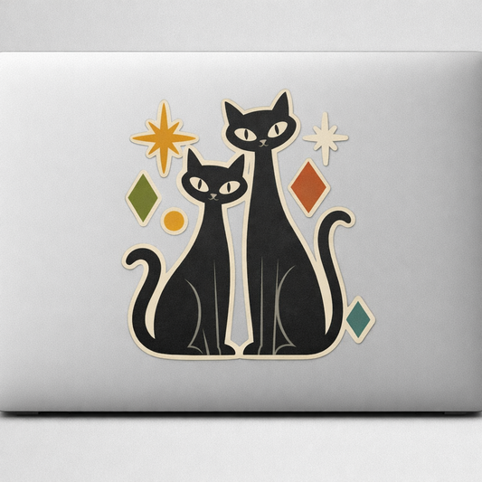 Mid-century Modern Cat Sticker Decal Vinyl Laptop Car Window Bumper AUTO Water Bottle Helmets Waterproof 1950s Retro