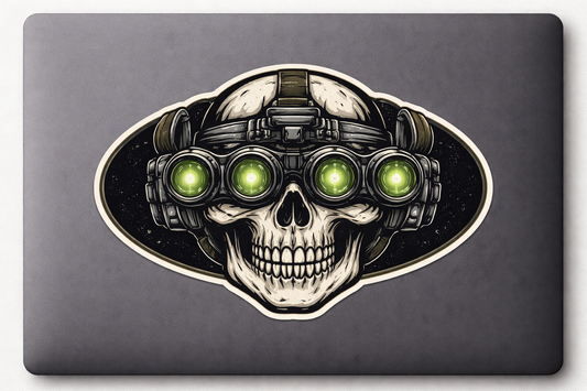 Skull Night-Vision Goggles Sticker Decal Vinyl Laptop Car Window Bumper AUTO Water Bottle Helmets Waterproof