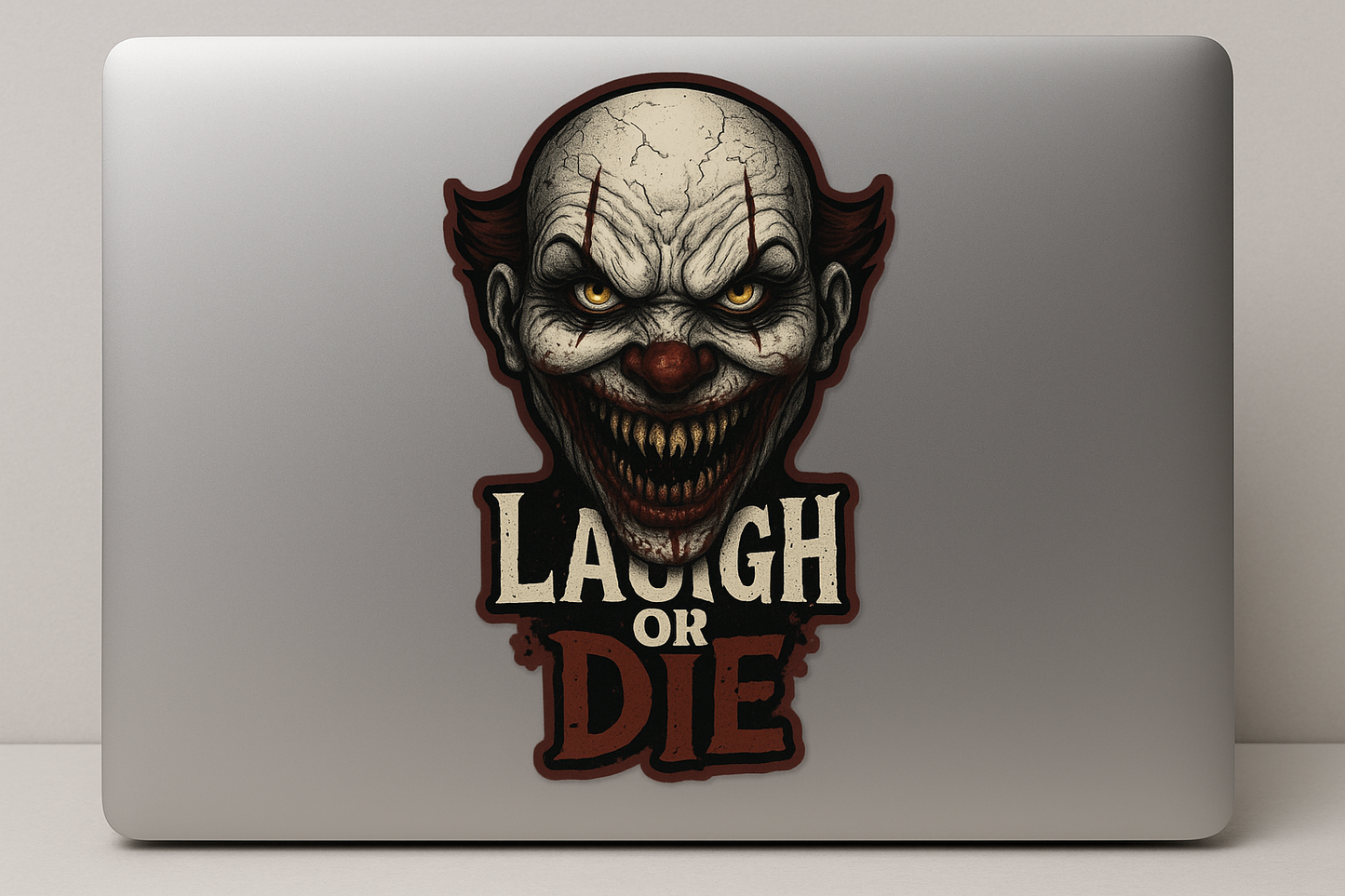 Evil Clown Laugh Die Sticker Decal Vinyl Laptop Car Window Bumper AUTO Water Bottle Helmets Waterproof