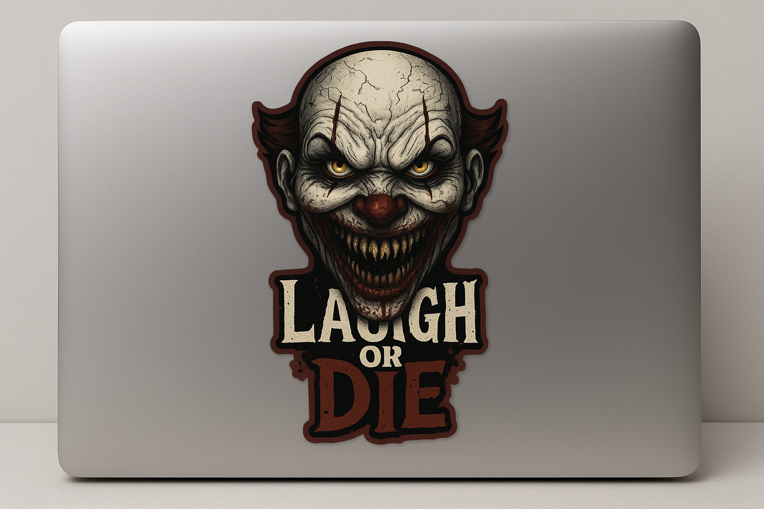 Evil Clown Laugh Die Sticker Decal Vinyl Laptop Car Window Bumper AUTO Water Bottle Helmets Waterproof
