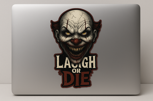 Evil Clown Laugh Die Sticker Decal Vinyl Laptop Car Window Bumper AUTO Water Bottle Helmets Waterproof