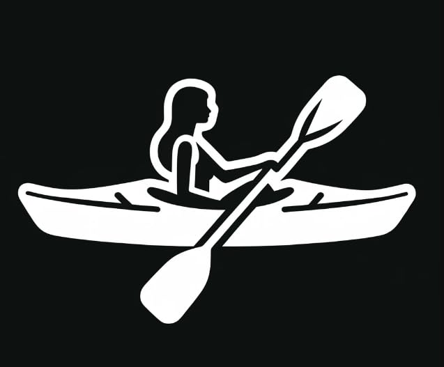 Vinyl sticker: Classic White Silhouette of Long-Nose Kayak with Paddle Sticker - Elegant Decal for Outdoor Enthusiasts and Minimalists (8)