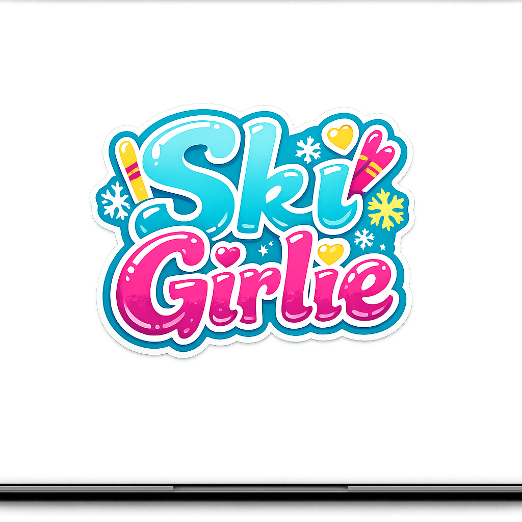 Ski Girlie Sticker Decal Vinyl Laptop Ski Helmet Car Window Bumper AUTO Water Bottle Helmets Waterproof