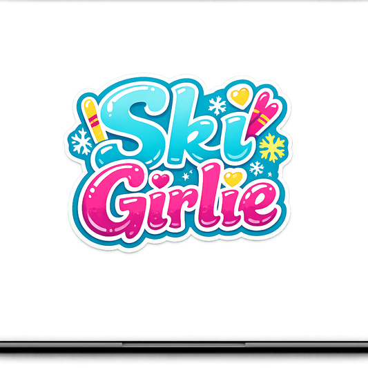 Ski Girlie Sticker Decal Vinyl Laptop Ski Helmet Car Window Bumper AUTO Water Bottle Helmets Waterproof
