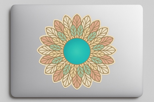 Feather Turquoise Mandala Sticker Decal Vinyl Laptop Car Window Bumper AUTO Water Bottle Helmets Waterproof