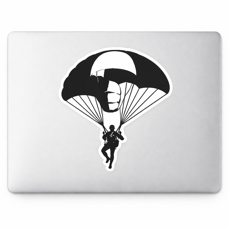 Minimalist Military Paratrooper Sticker Decal Parachute Art Vinyl Laptop Car Window Bumper AUTO Water Bottle Helmets Truck Waterproof Black White Composition