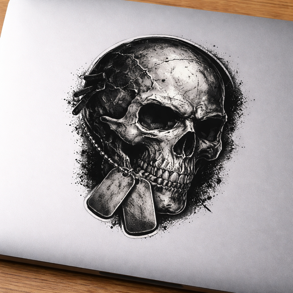 Skull Dog Tags Sticker Decal Vinyl Laptop Car Window Bumper AUTO Water Bottle Helmets Waterproof Modern Warfare