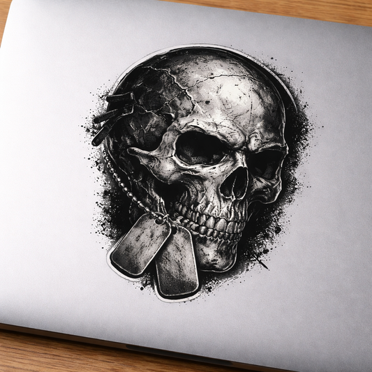 Skull Dog Tags Sticker Decal Vinyl Laptop Car Window Bumper AUTO Water Bottle Helmets Waterproof Modern Warfare