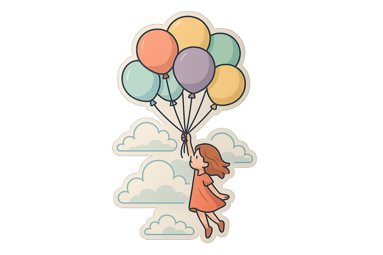 Girl Balloon Bouquet Sticker Decal Vinyl Laptop Car Window Bumper AUTO Water Bottle Helmets Waterproof Clouds