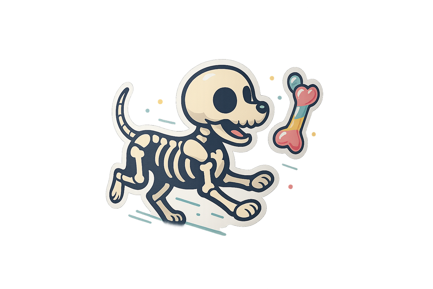 Skeleton Dog Sticker Decal Vinyl Laptop Car Window Bumper AUTO Water Bottle Helmets Waterproof Bone Candy