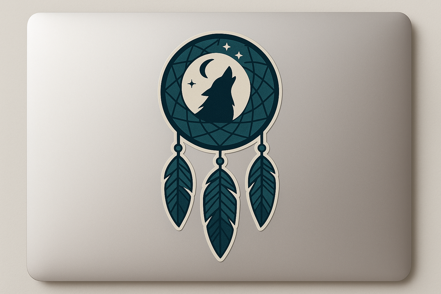 Dreamcatcher Wolf Silhouette Sticker Decal Vinyl Laptop Car Window Bumper AUTO Water Bottle Helmets Waterproof Native American