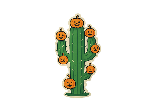 Cactus Halloween Sticker Decal Vinyl Laptop Car Window Bumper AUTO Water Bottle Helmets Waterproof Pumpkins Spikes