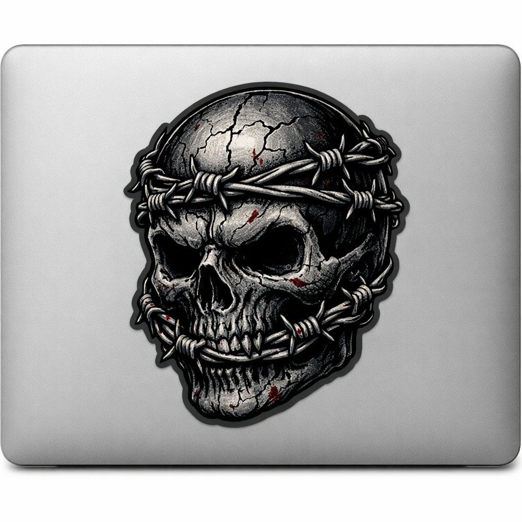 Skull Barbed Wire Sticker Decal Vinyl Laptop Car Window Bumper AUTO Water Bottle Helmets Waterproof