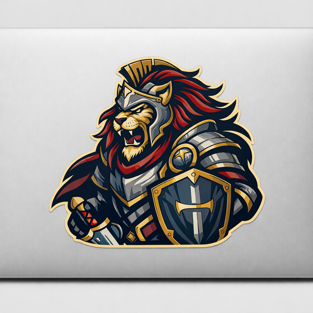 Lion Battle Gear Sticker Decal Vinyl Laptop Car Window Bumper AUTO Water Bottle Helmets Waterproof Courage Strength