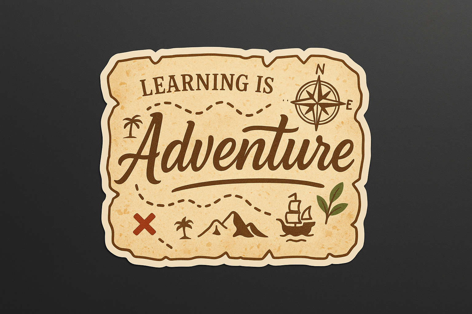Learning Adventure Sticker Decal Vinyl Laptop Car Window Bumper AUTO Water Bottle Helmets Waterproof Map