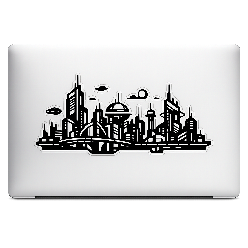 Cyberpunk Skyline Sticker Decal Vinyl Laptop Car Window Bumper AUTO Water Bottle Helmets Waterproof Urban Futuristic