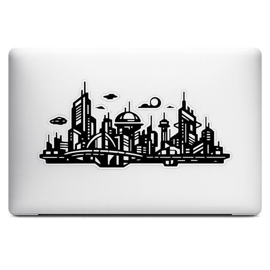Cyberpunk Skyline Sticker Decal Vinyl Laptop Car Window Bumper AUTO Water Bottle Helmets Waterproof Urban Futuristic