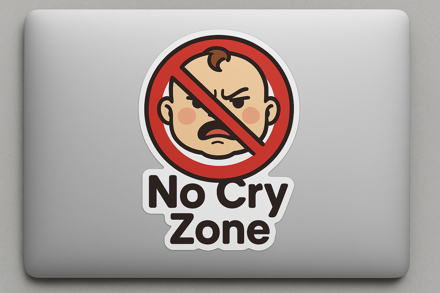 No Cry Zone Angry Baby Face Sticker Decal Vinyl Laptop Car Window Bumper AUTO Water Bottle Helmets Waterproof Sign