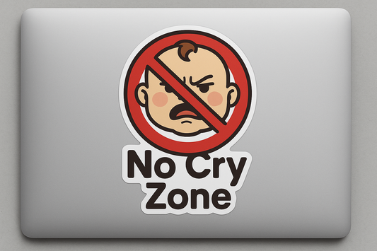 No Cry Zone Angry Baby Face Sticker Decal Vinyl Laptop Car Window Bumper AUTO Water Bottle Helmets Waterproof Sign