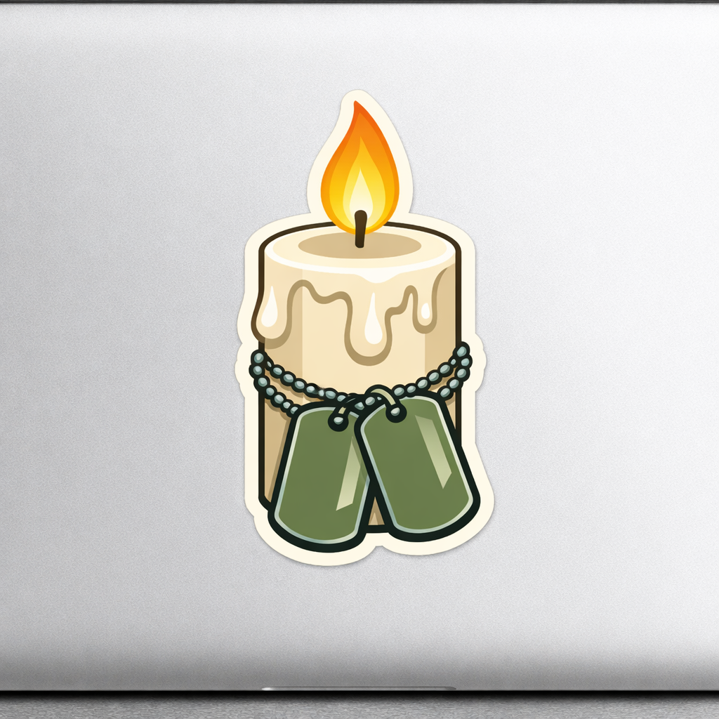 Remembrance Candle Dog Tags Sticker Decal Vinyl Laptop Car Window Bumper AUTO Water Bottle Helmets Waterproof Honor